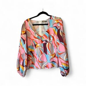 Chic Colorful Swirl Pattern Blouse